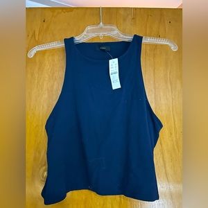 NWT J Crew FormKnit high-neck cropped cutaway tank in Navy Blue